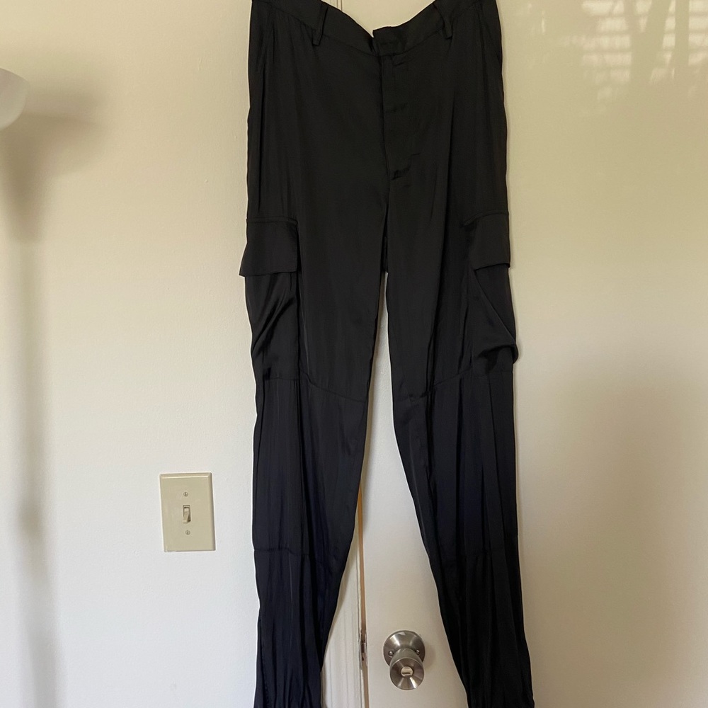 Satin cargo-style pants